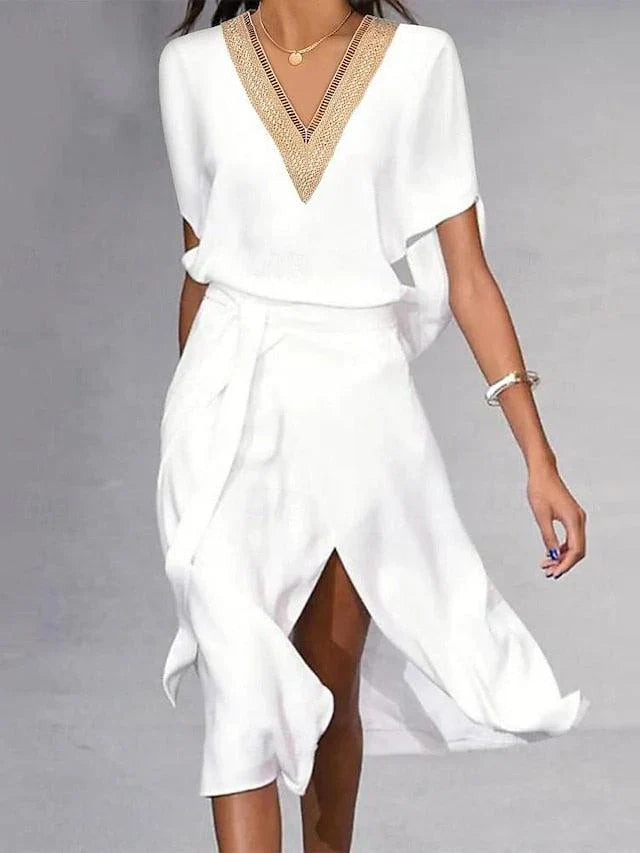 Lightweight V-Neck Midi Dress