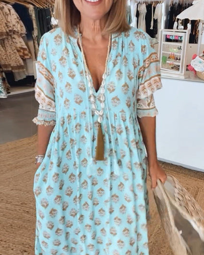 Lightweight V-Neck Midi Dress