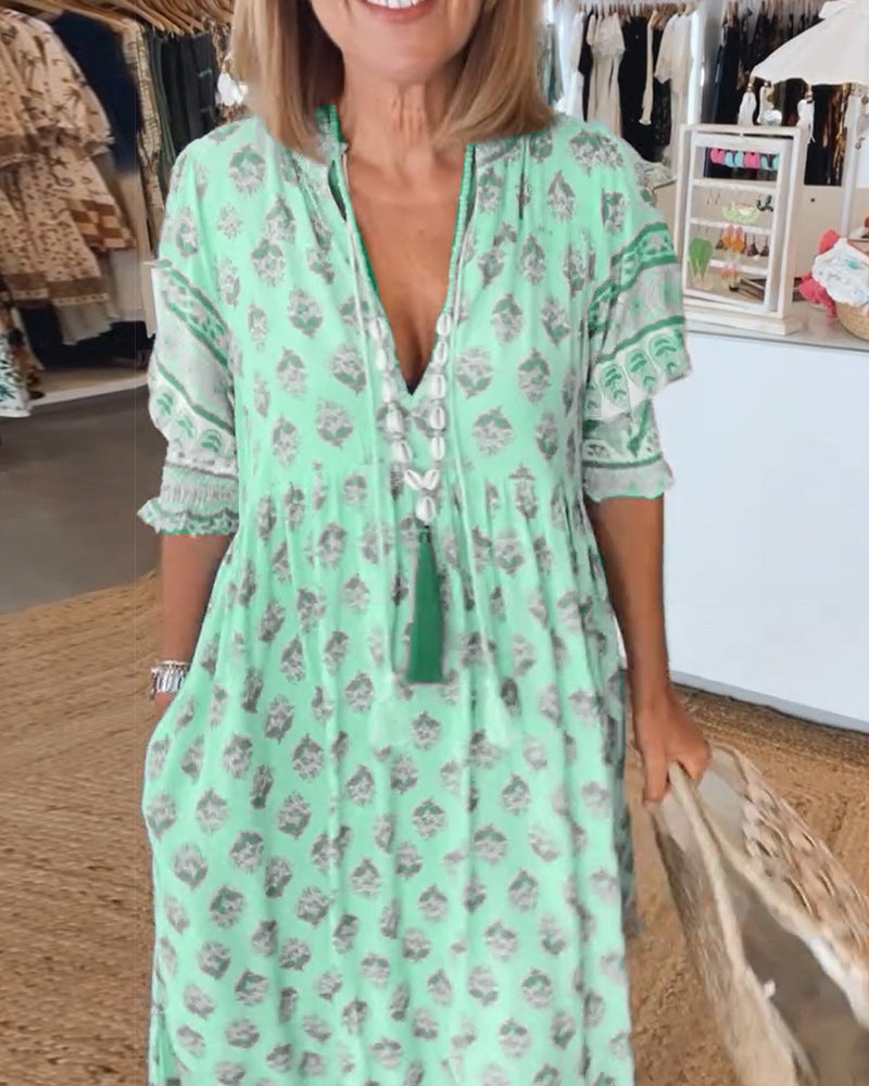 Lightweight V-Neck Midi Dress
