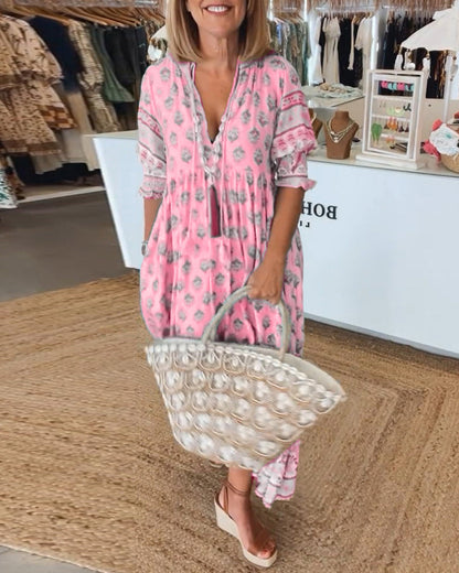 Lightweight V-Neck Midi Dress
