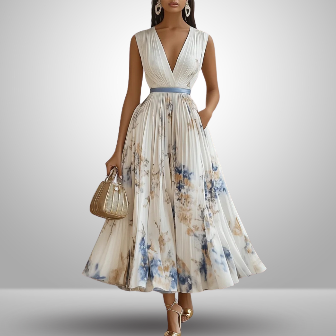 Lightweight V-Neck Printed Maxi Dress