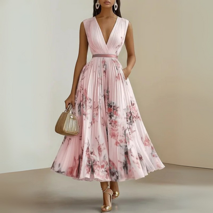 Lightweight V-Neck Printed Maxi Dress