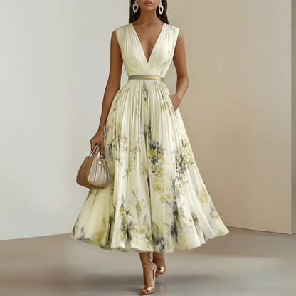 Lightweight V-Neck Printed Maxi Dress