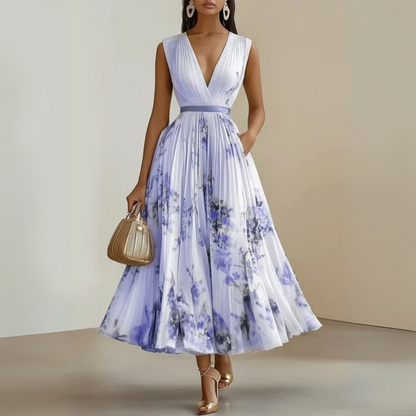 Lightweight V-Neck Printed Maxi Dress