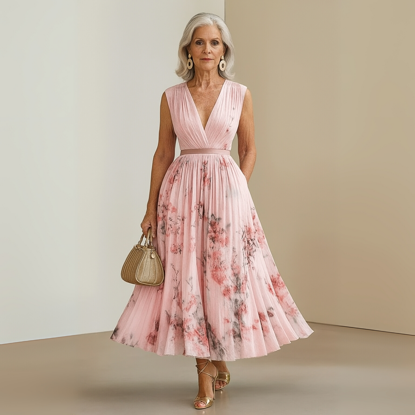 Lightweight V-Neck Printed Maxi Dress