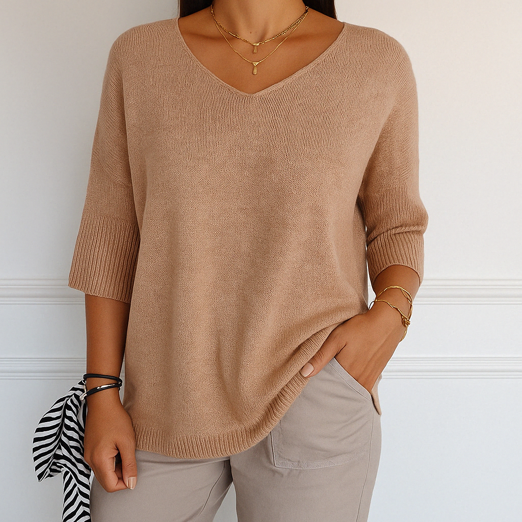 Lightweight V-Neck Relaxed Fit Women's Sweater