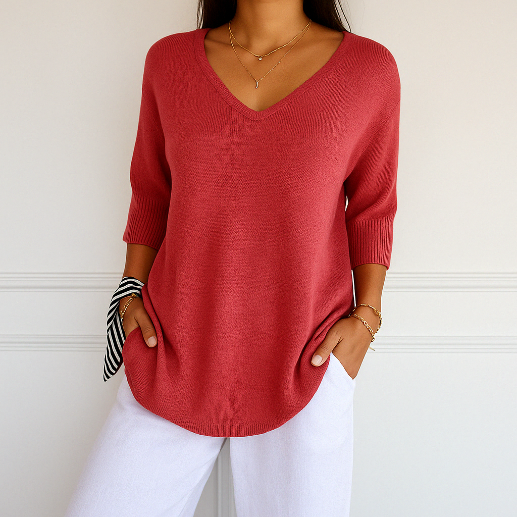 Lightweight V-Neck Relaxed Fit Women's Sweater