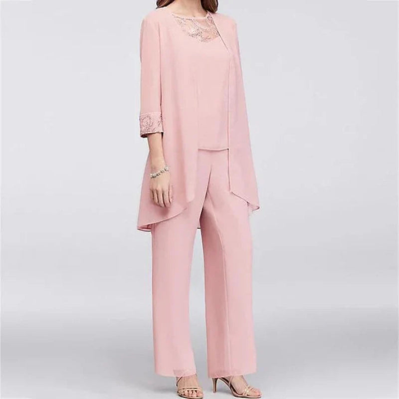 Lightweight V-Neck Three-Piece Women's Pant Set