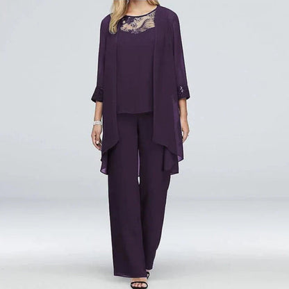 Lightweight V-Neck Three-Piece Women's Pant Set