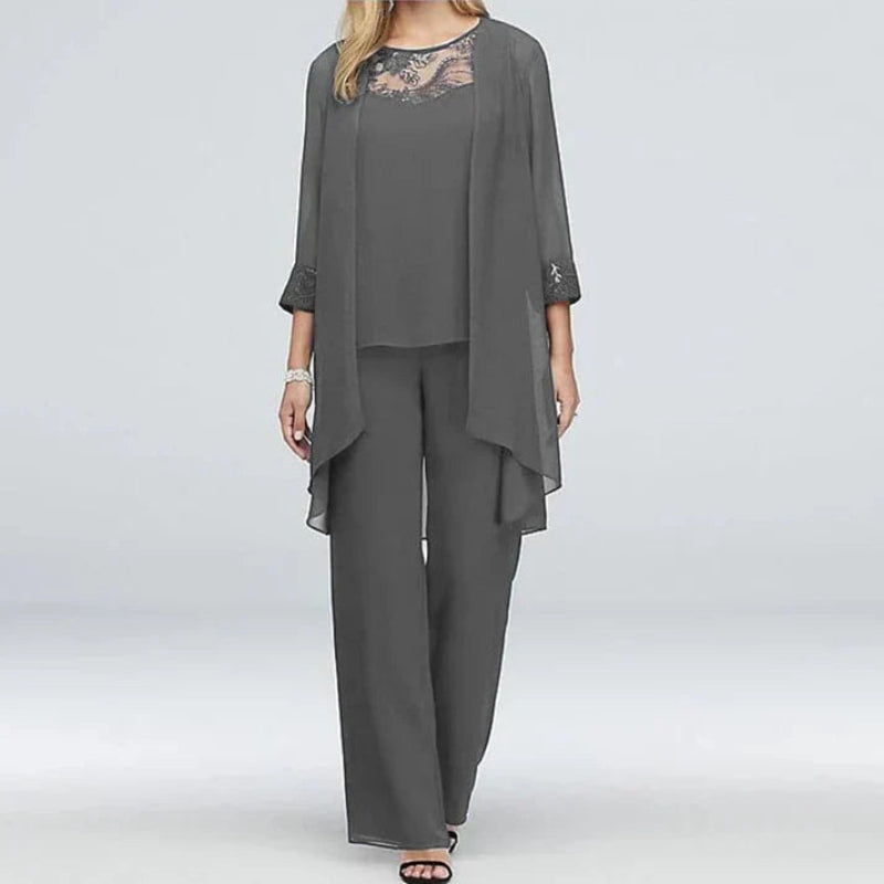 Lightweight V-Neck Three-Piece Women's Pant Set