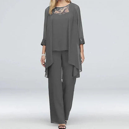 Lightweight V-Neck Three-Piece Women's Pant Set