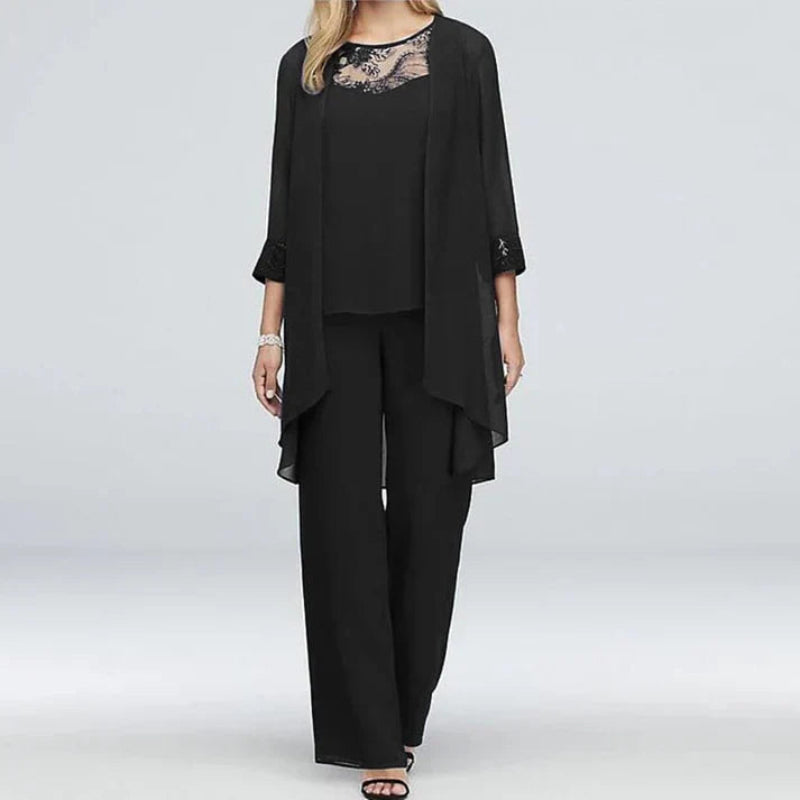Lightweight V-Neck Three-Piece Women's Pant Set