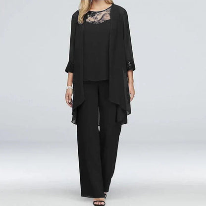 Lightweight V-Neck Three-Piece Women's Pant Set