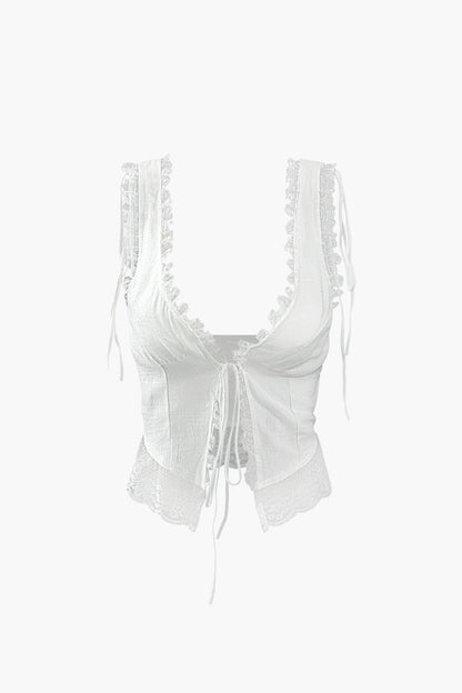 Lightweight V-Neck Tie Front Blouse