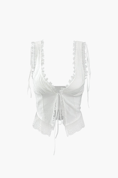 Lightweight V-Neck Tie Front Blouse