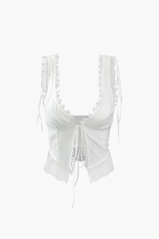 Lightweight V-Neck Tie Front Blouse