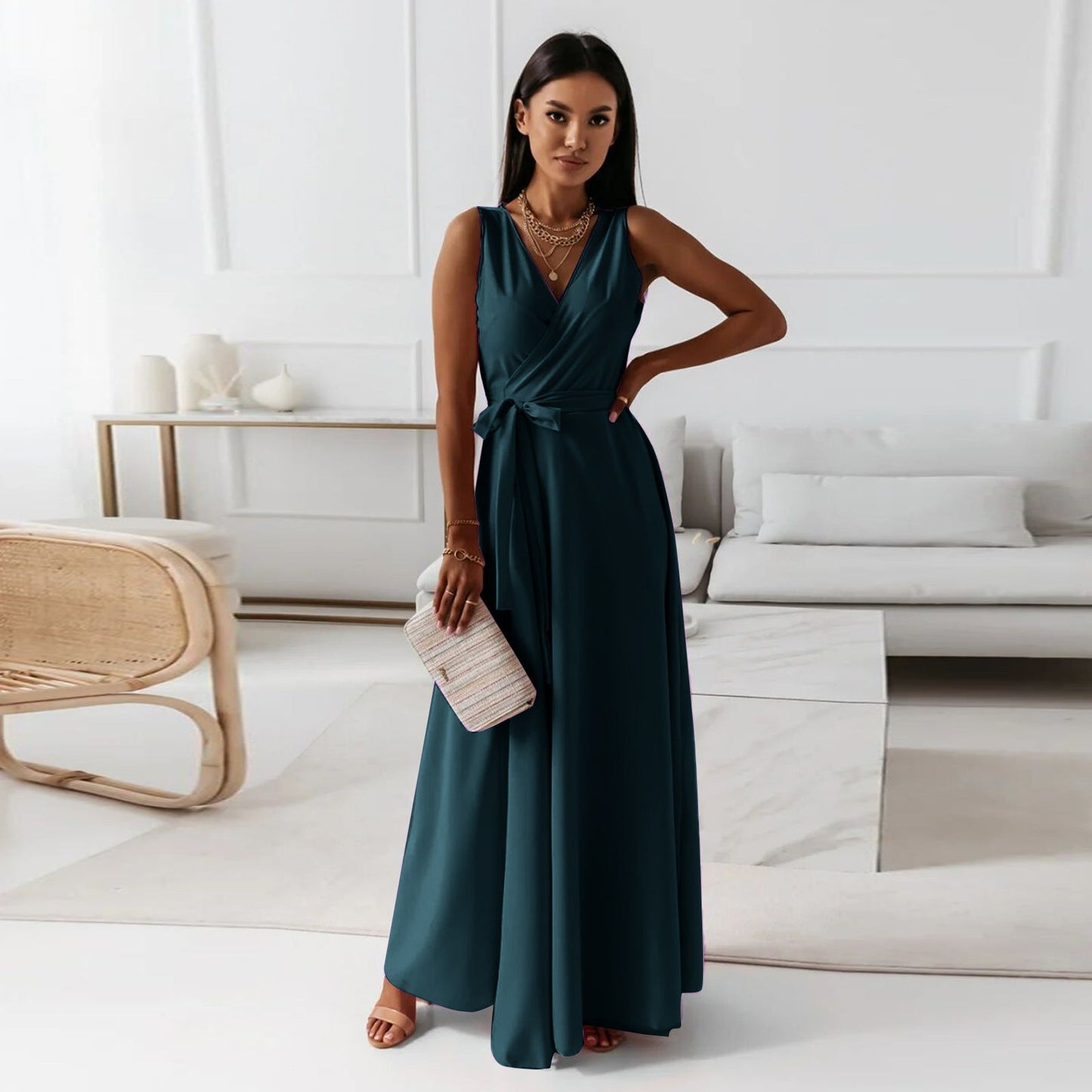 Lightweight Wrap Floral Maxi Dress