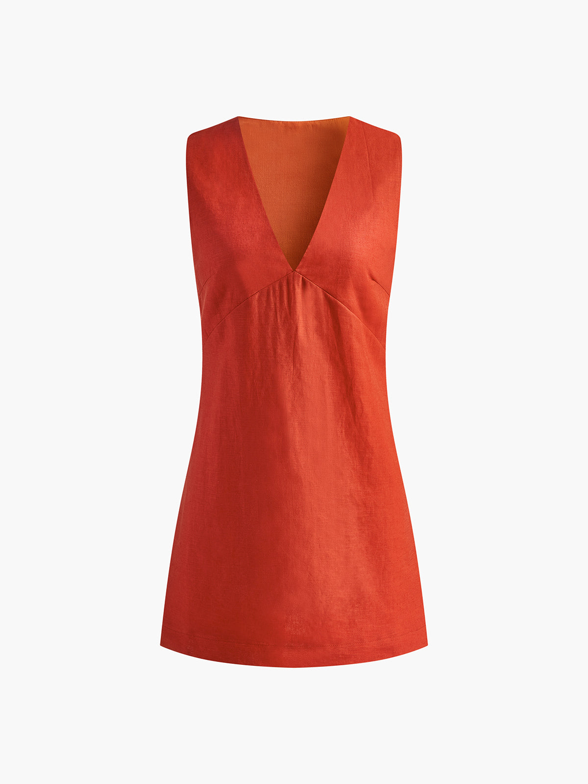 Linen Blend V-Neck Shift Dress