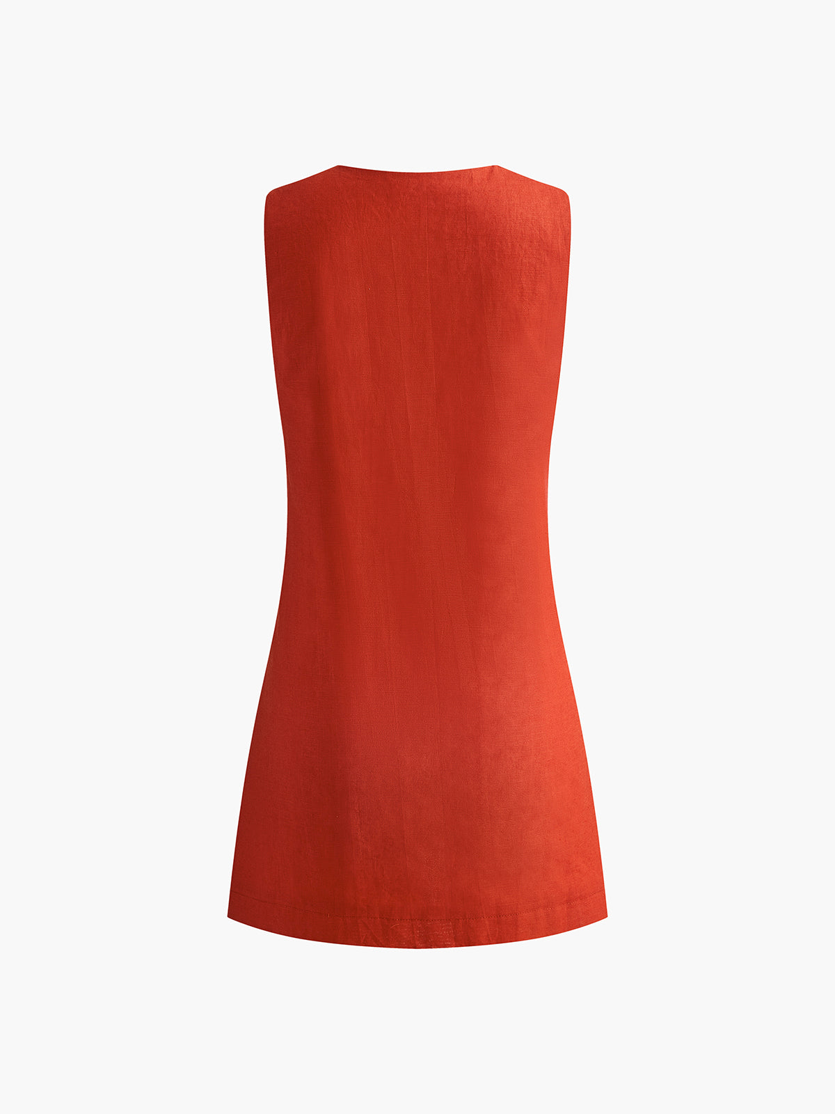 Linen Blend V-Neck Shift Dress