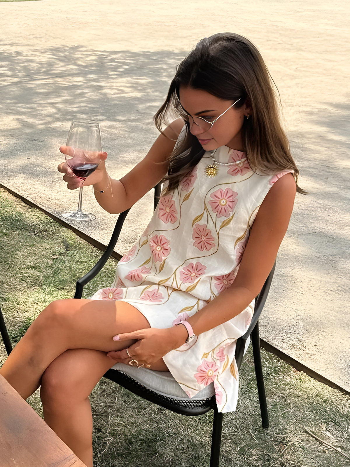 Linen Viscose Crew Neck Sleeveless Dress