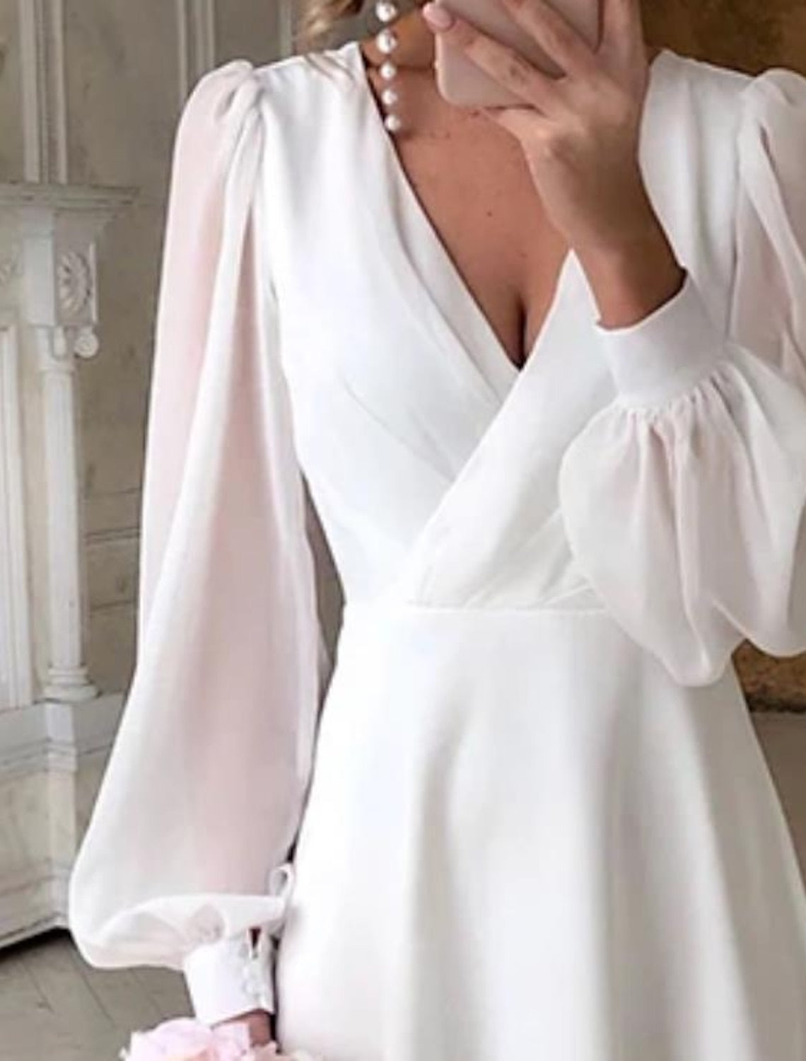 Long Sleeve Round Neck Wedding Guest Dress