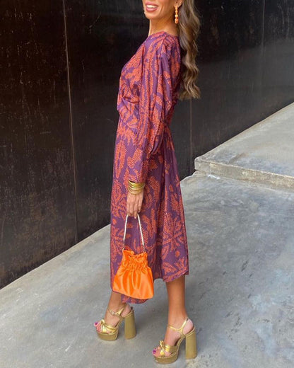 Long Sleeve V-Neck Maxi Dress