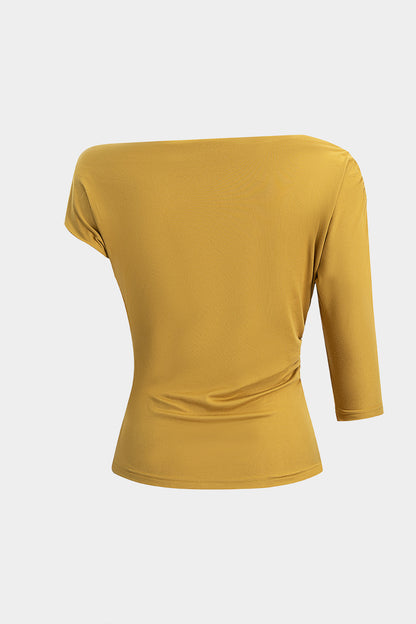 Metallic Asymmetrical Short Sleeve Women's Top