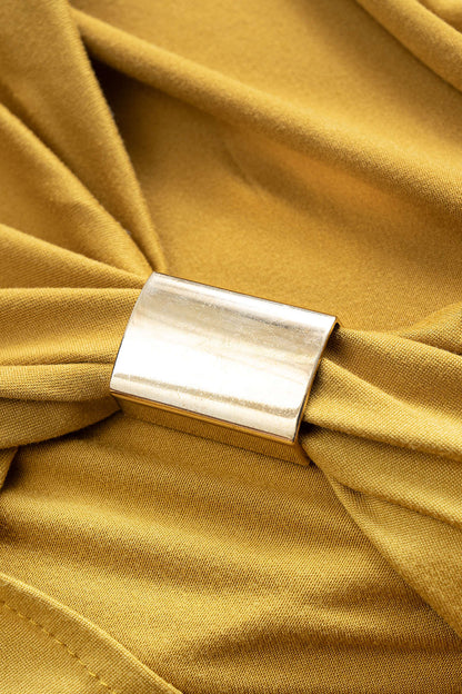 Metallic Asymmetrical Short Sleeve Women's Top