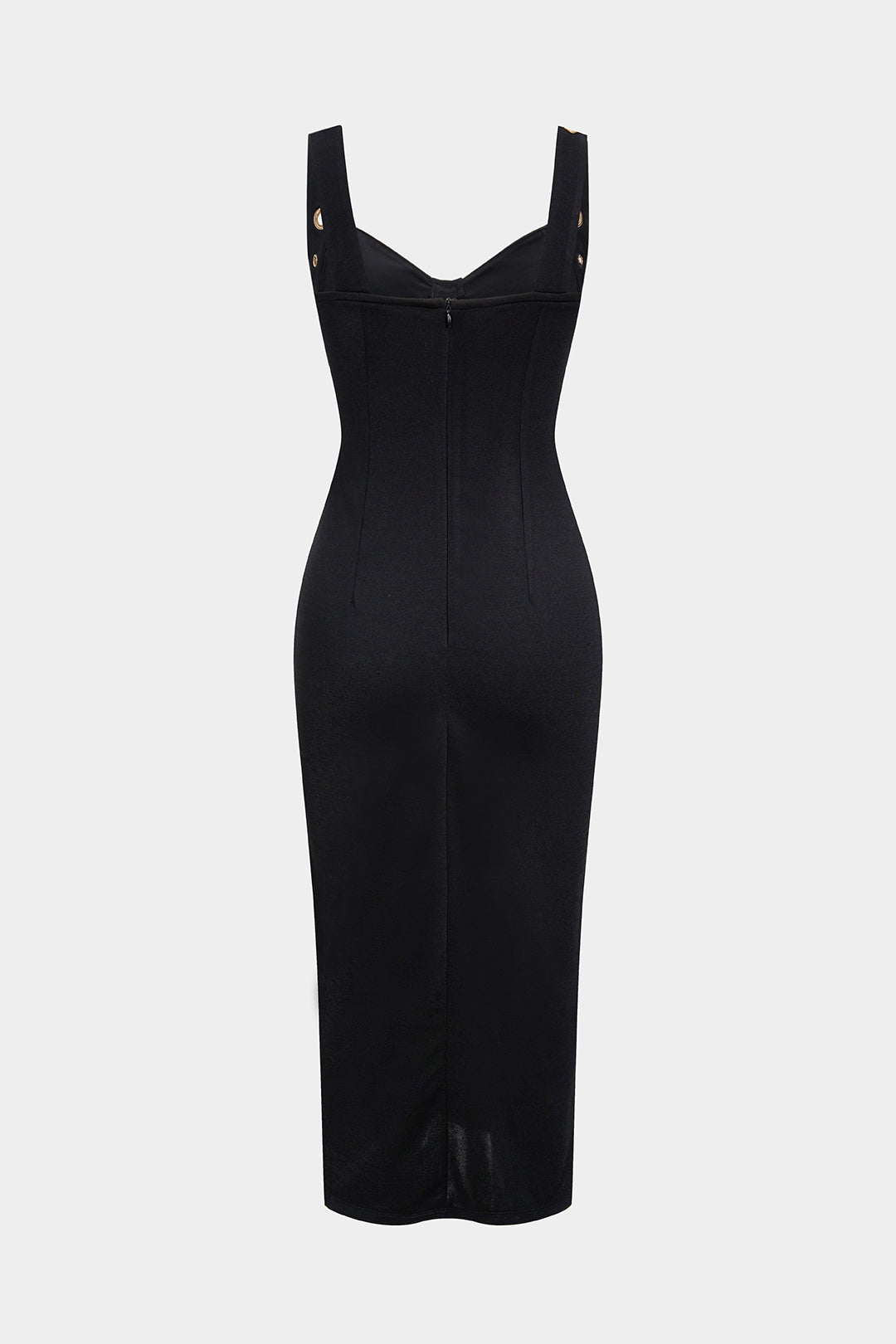 Metallic Eyelet Zipper Midi Dress