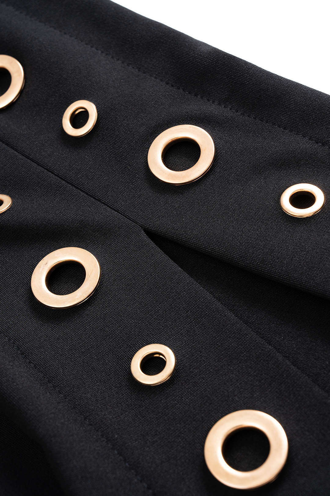 Metallic Eyelet Zipper Midi Dress