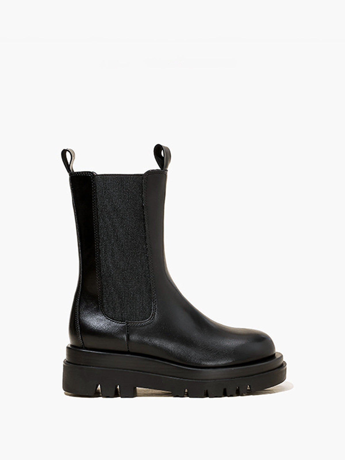 Microfiber Leather Platform Chelsea Boots