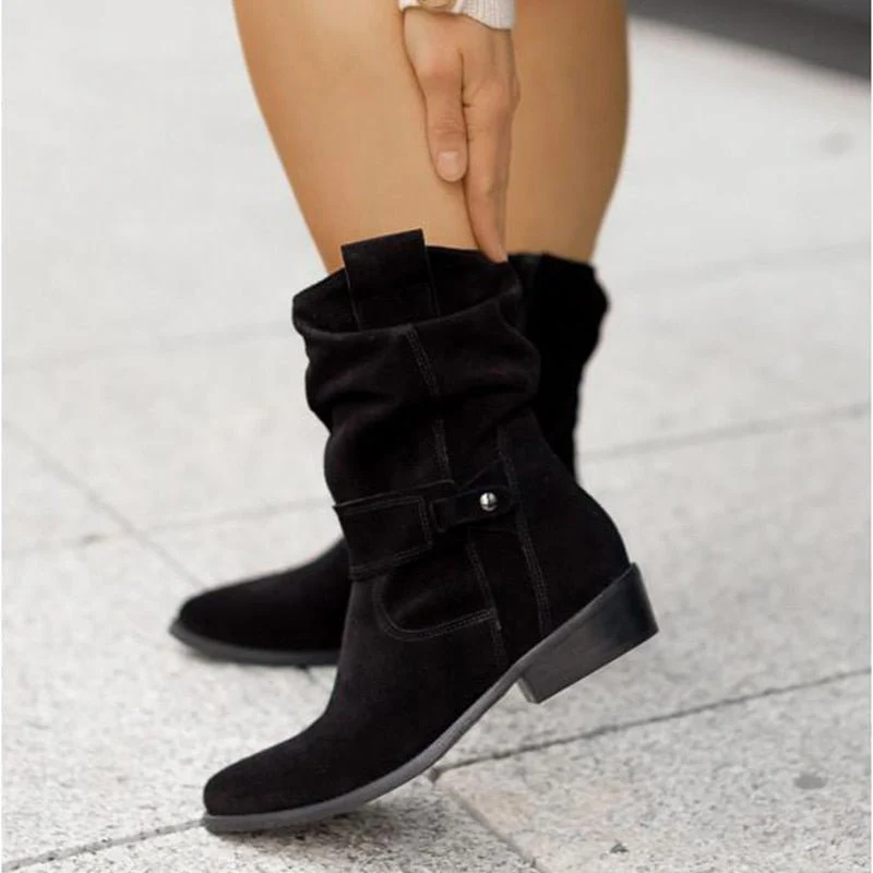 Mid Calf Faux Leather Winter Boots