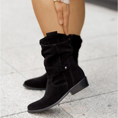 Mid Calf Faux Leather Winter Boots