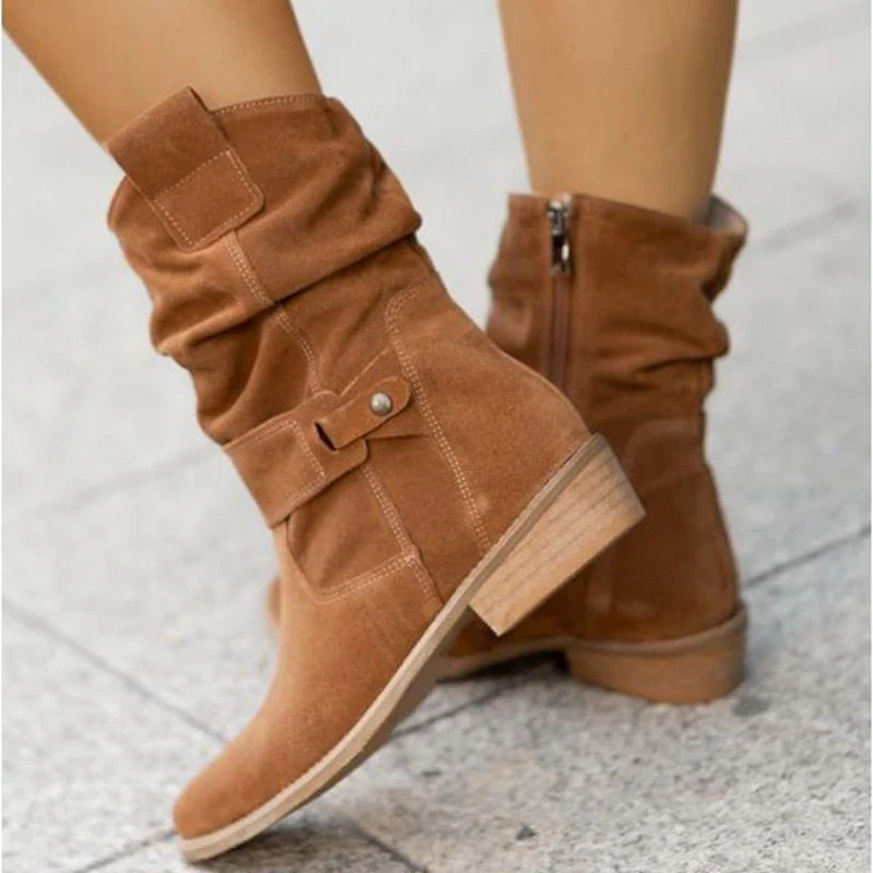 Mid Calf Faux Leather Winter Boots