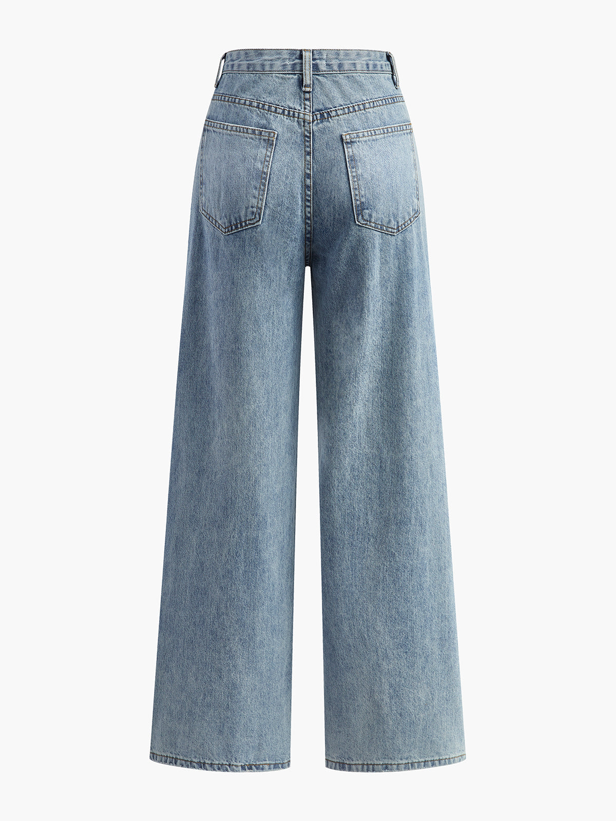 Mid Waist Asymmetric Wide Leg Jeans