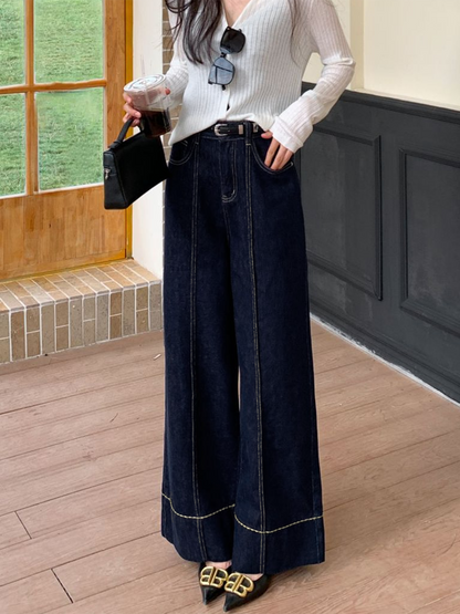 Mid Waist Non-Stretch Black Wide Leg Jeans