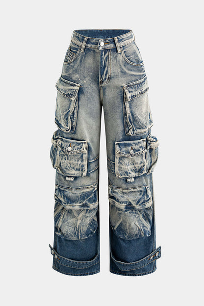 Ombre Wide Leg Cargo Jeans