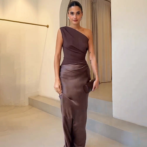 One-Shoulder Asymmetrical Evening Dress