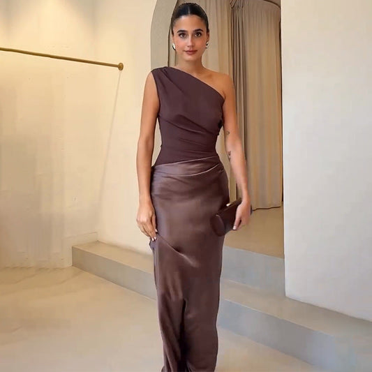 One-Shoulder Asymmetrical Evening Dress
