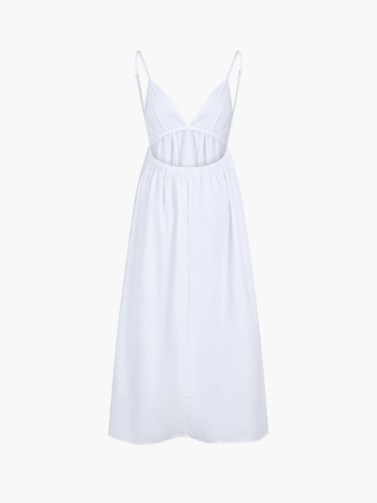 Open Back V-Neck White Maxi Dress