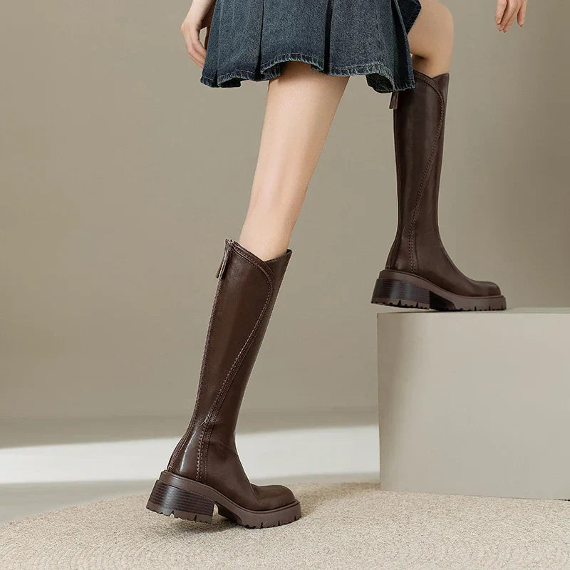 Orthopedic Leather Knee High Boots