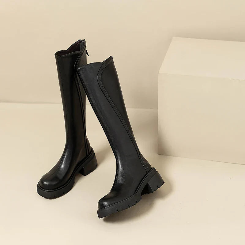 Orthopedic Leather Knee High Boots