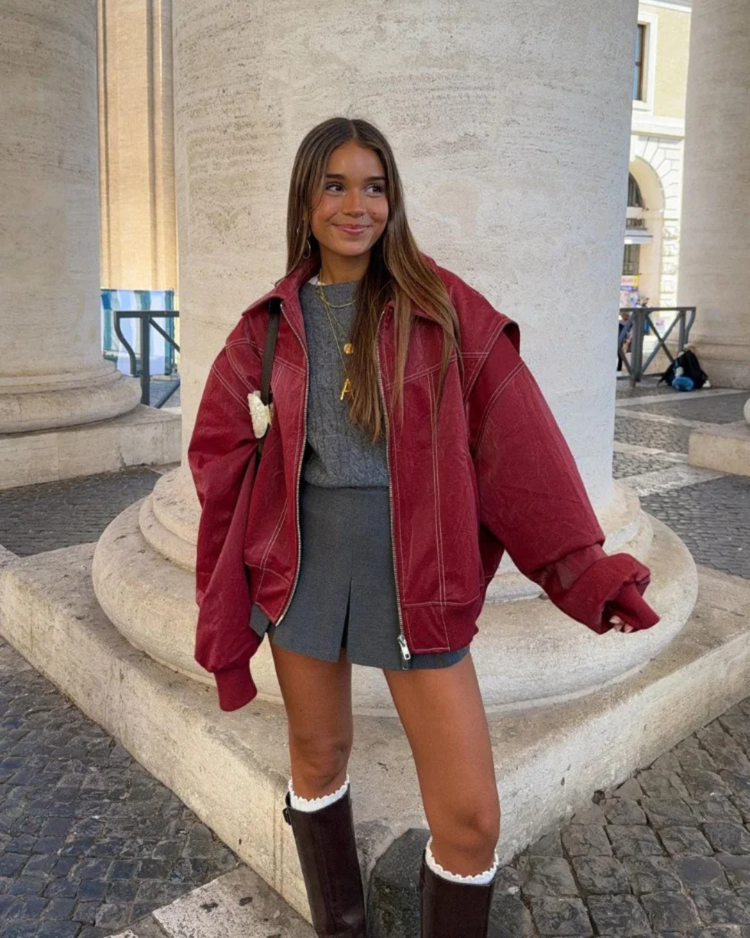 Oversized Leather Bomber Jacket