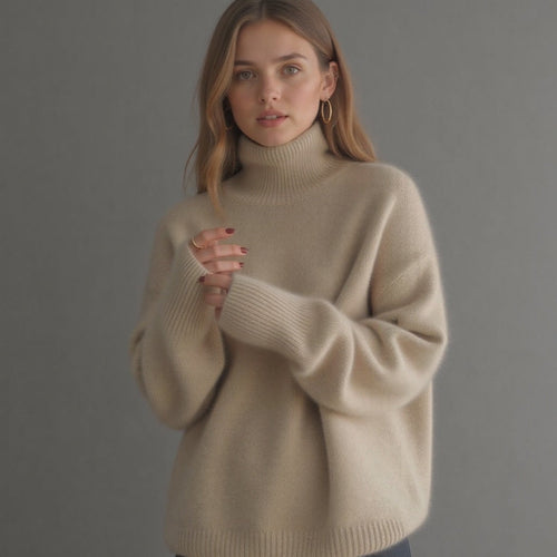 Oversized Turtleneck Knit Sweater