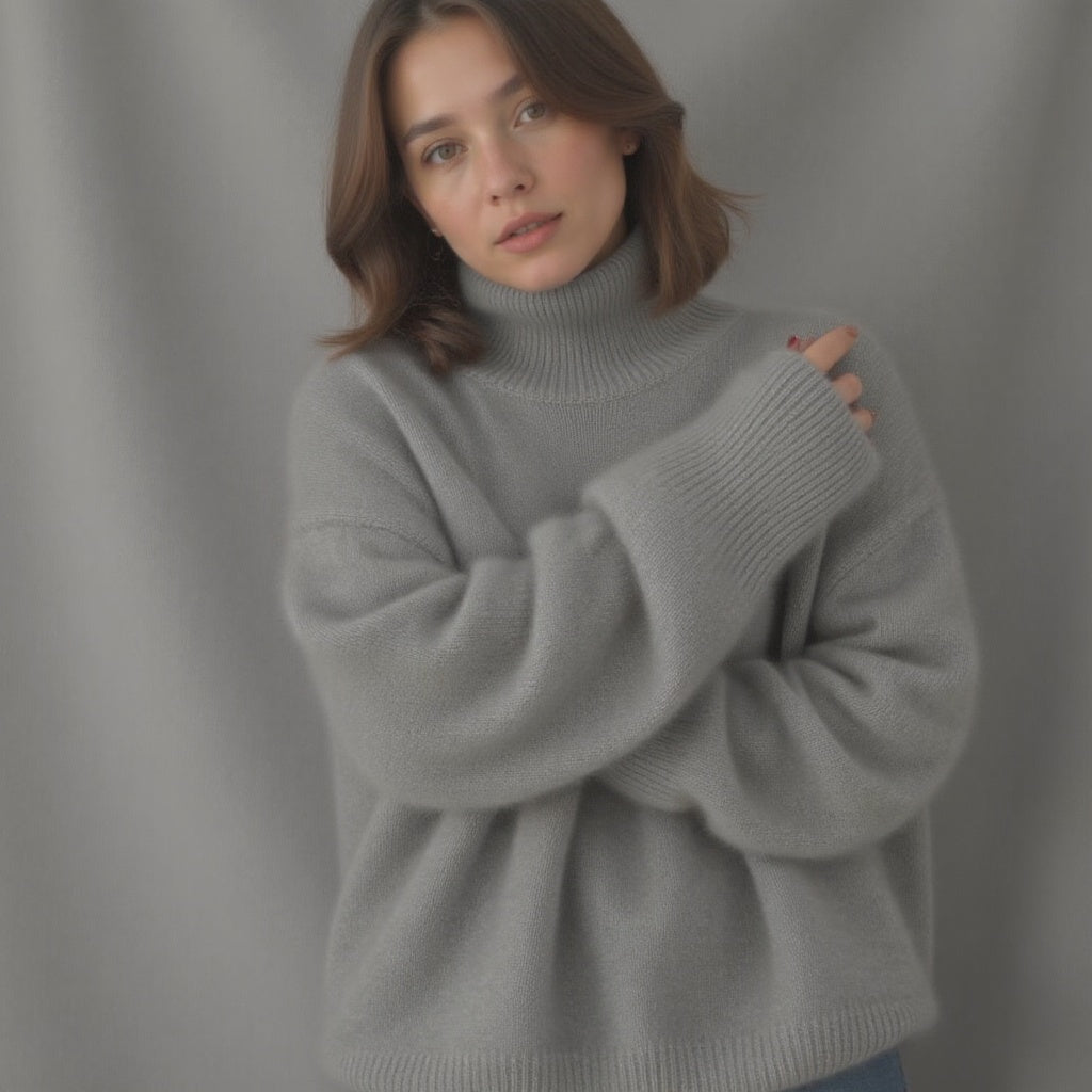 Oversized Turtleneck Knit Sweater