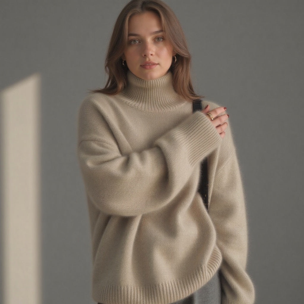 Oversized Turtleneck Knit Sweater