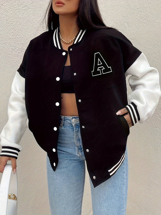 Oversized Two-Tone Varsity Bomber Jacket