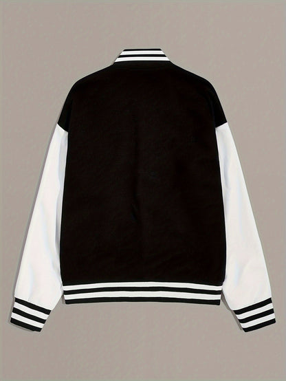 Oversized Two-Tone Varsity Bomber Jacket