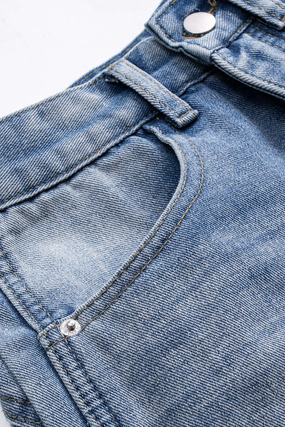 Patchwork Design Slim Fit Denim Jeans