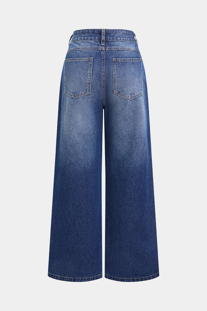 Patchwork Design Slim Fit Denim Jeans